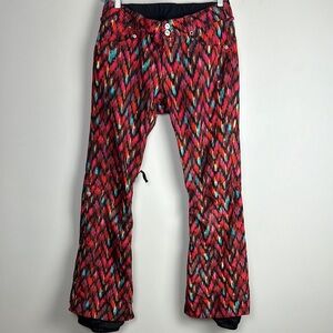 B by Burton Dry Ride Ski Snow Adjustable Pants Size M Red Black Print Pockets